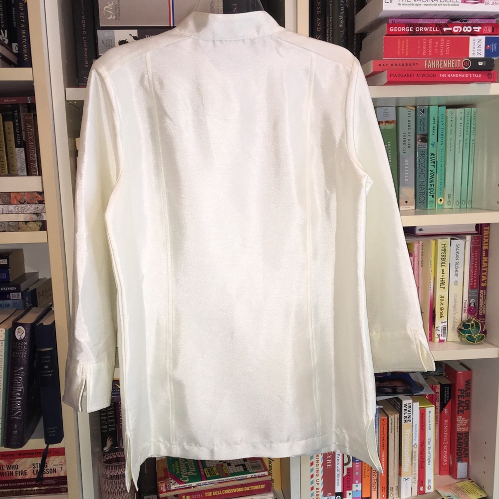 Linea by Louis Dell'Olio Faux Shantung Band Collar Shirt Shacket - Picture 9 of 13